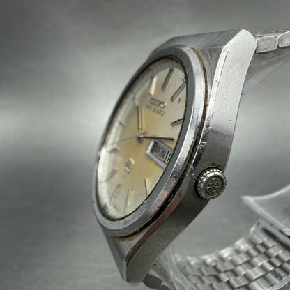 Seiko King Quartz Watch Men 35mm Silver Dial Steel Daydate 9723-8030 New Battery2