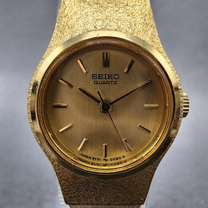 Seiko Watch Women 20mm Champagne Dial Gold Tone Round 8Y210020 New Battery1