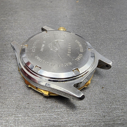 Casio Dive Watch Men 36mm White Dial Two Tone Daydate Round MD715 PARTS7