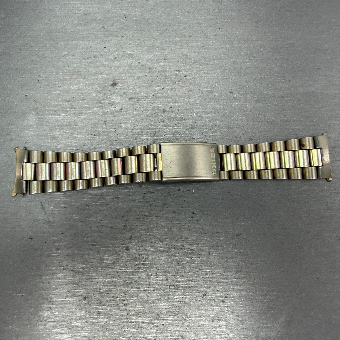 Seiko Bracelet 20mm Stainless Steel Gold Tone Tri Folding Clasp Vintage S10030