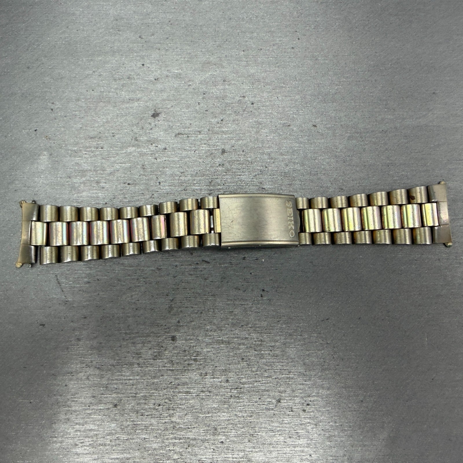 Seiko Bracelet 20mm Stainless Steel Gold Tone Tri Folding Clasp Vintage S10030