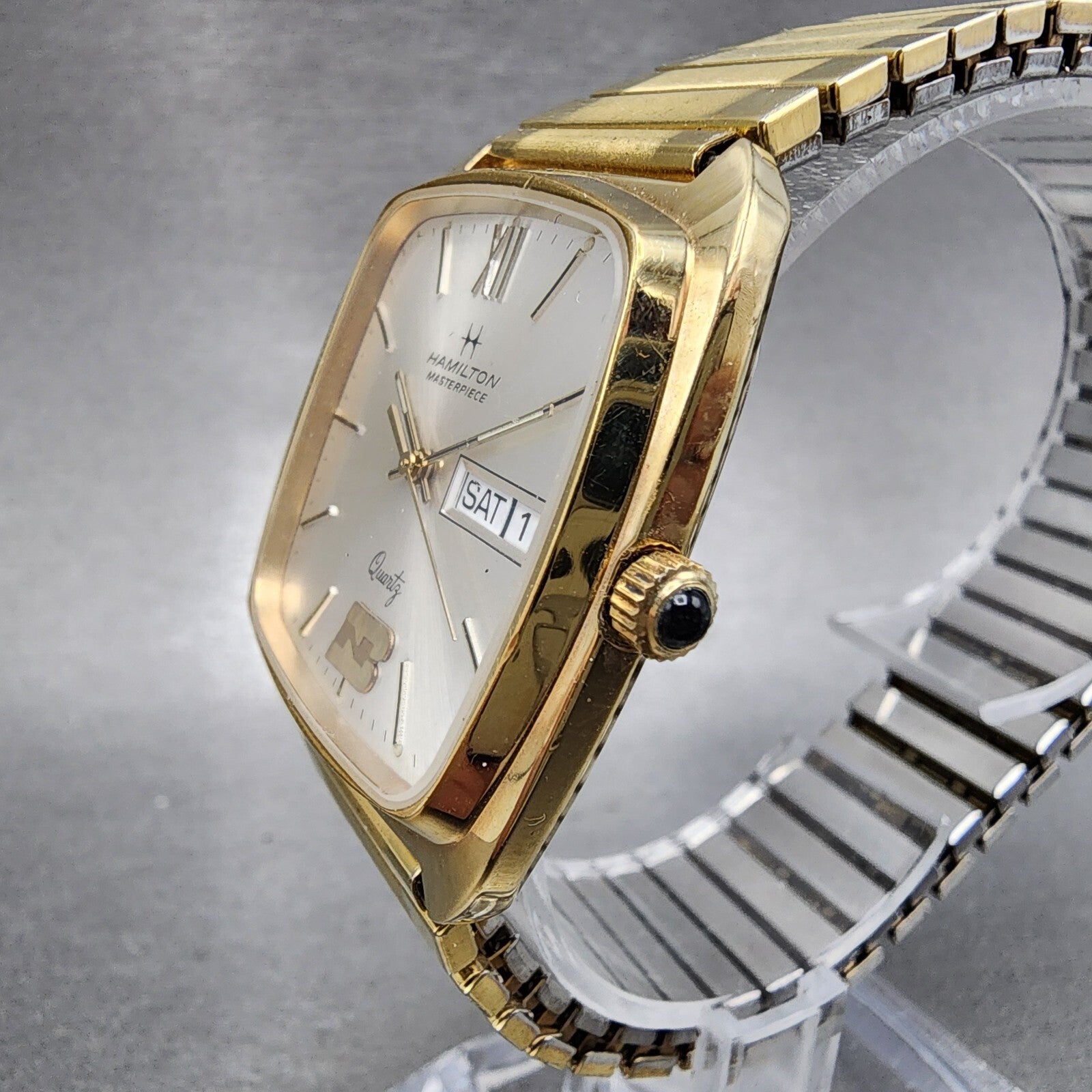 Hamilton Masterpiece Watch Men 32mm Champagne Dial Gold Tone Daydate New Battery2