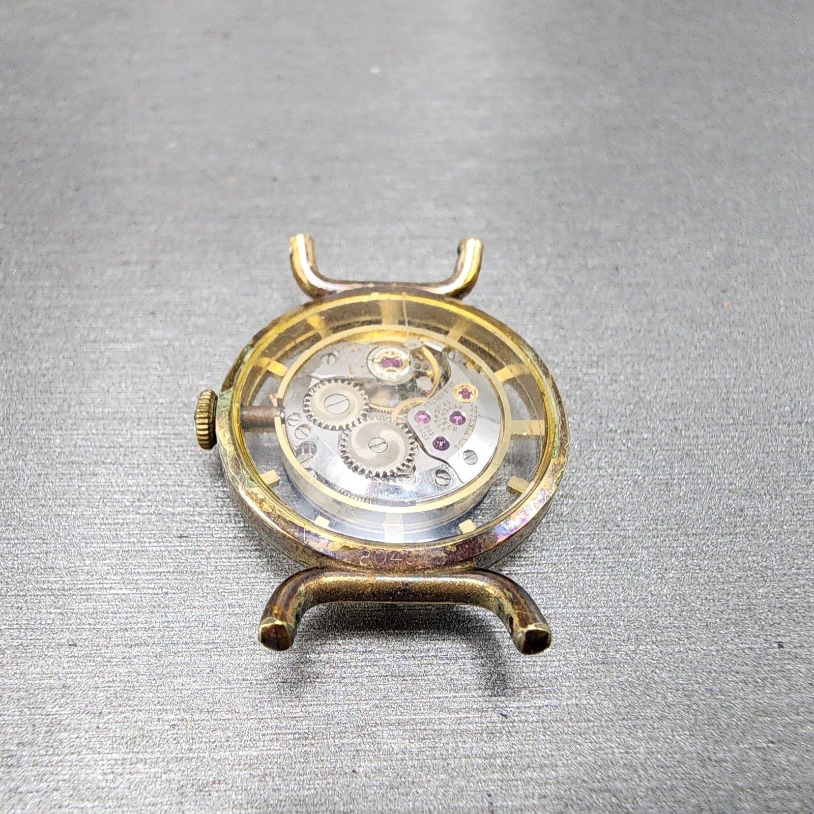 Juvenia Mystery Dial Watch Women 22mm Black Dial Gold Tone Round Manual Wind8