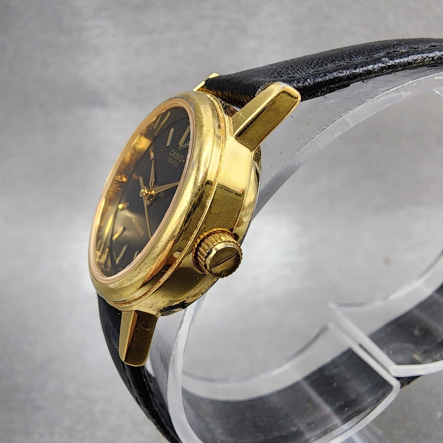 Casio Watch Women 24mm Black Dial Gold Tone Round LTP1095 New Battery2