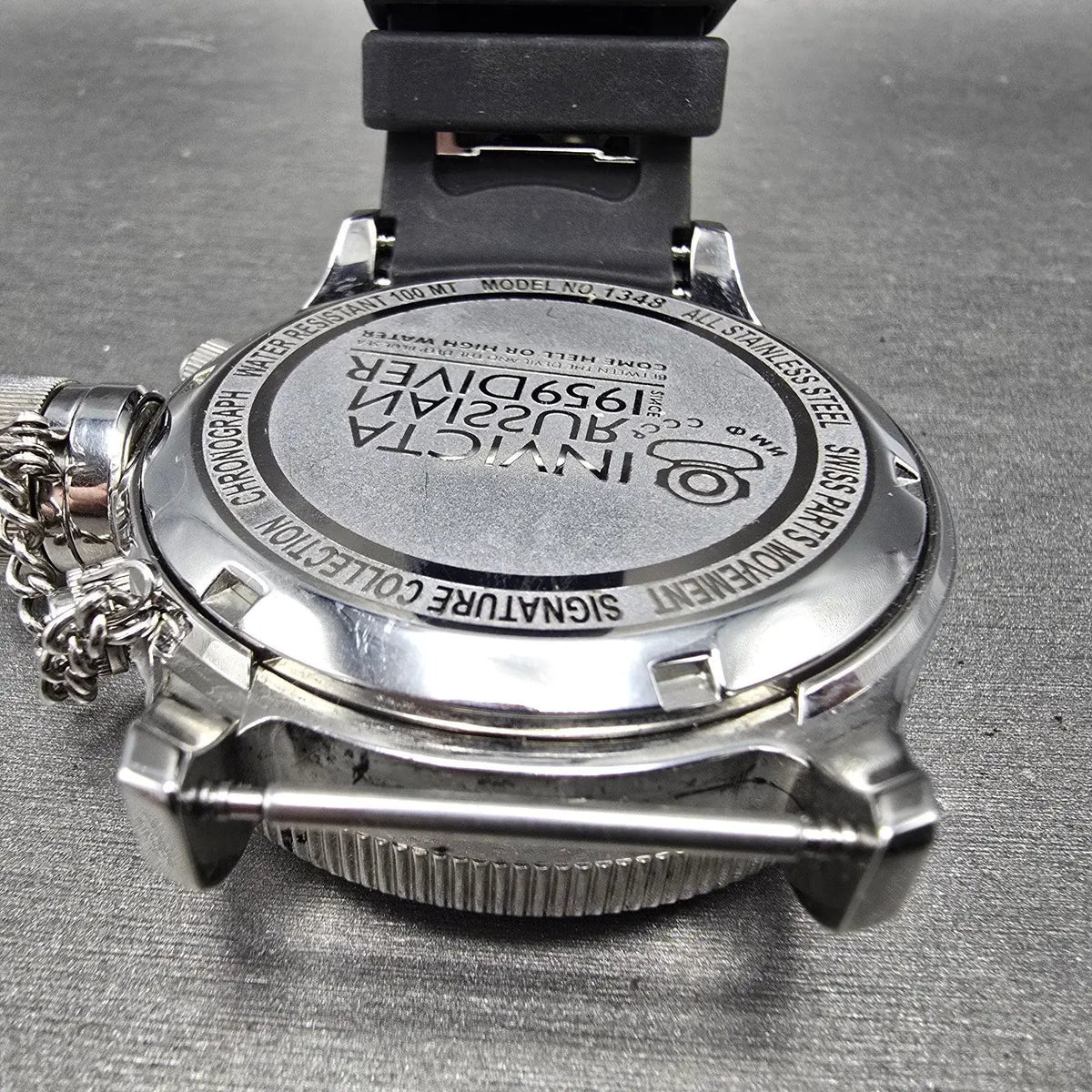 Invicta Russian Diver Chronograph Watch Men 51mm Black Dial Steel 1348 New Batt7