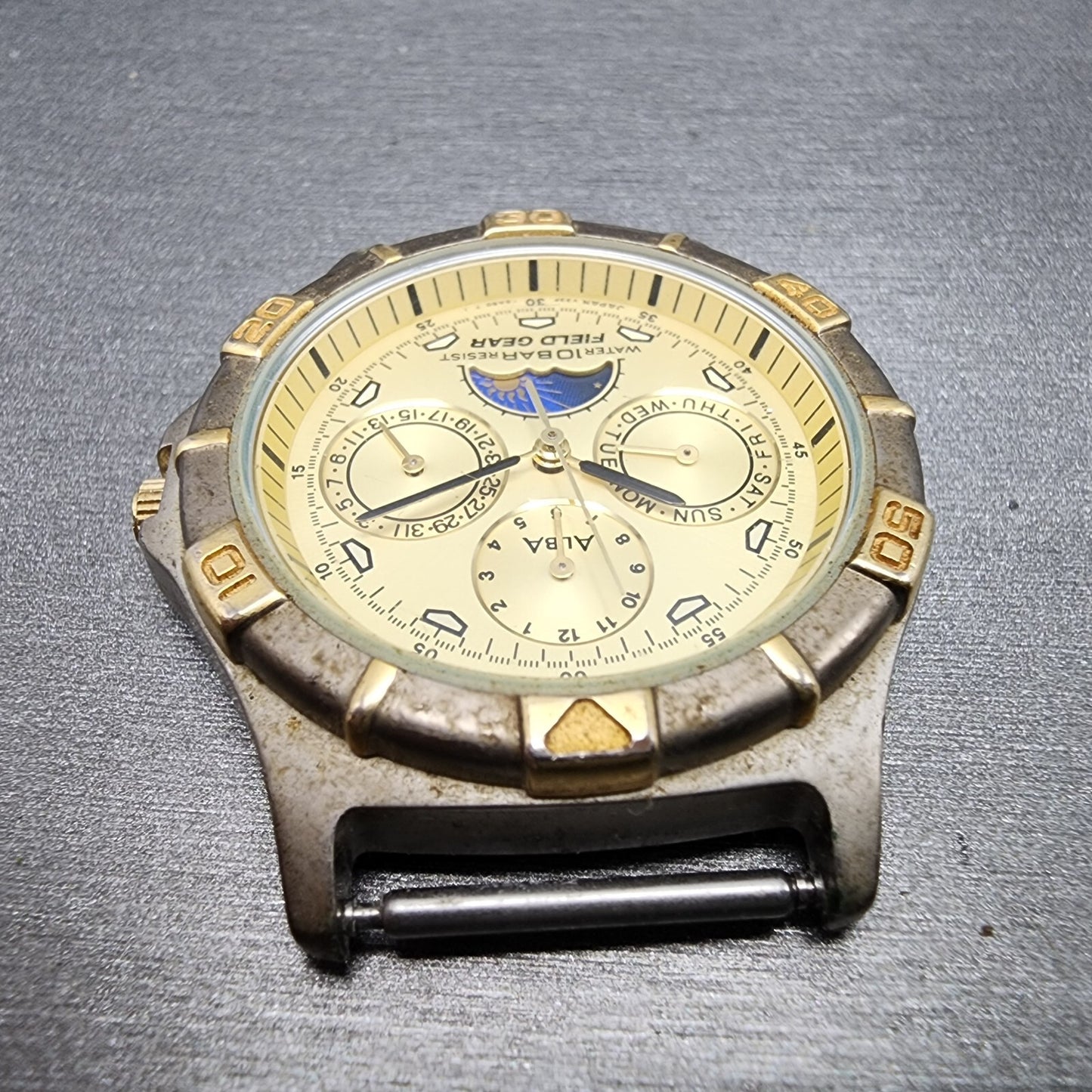 Seiko Alba Field Gear Watch Men 35mm Cream Dial Two Tone Daydate Month Day night4