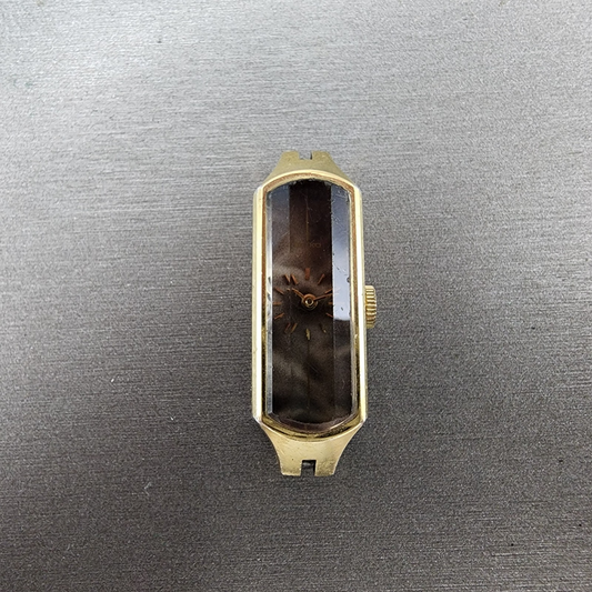 Seiko Tank Watch Women 13mm Gray Dial Gold Tone Manual Vintage 15203666 Runs0