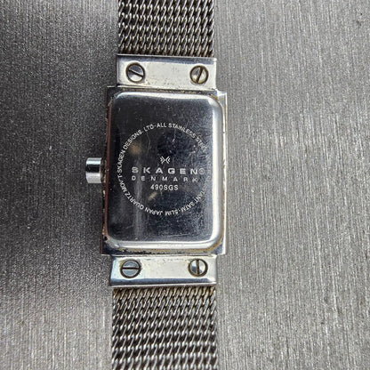 Skagen Denmark Watch Women 15mm Silver Dial Silver Tone Rectangle 490SGS New Bat10