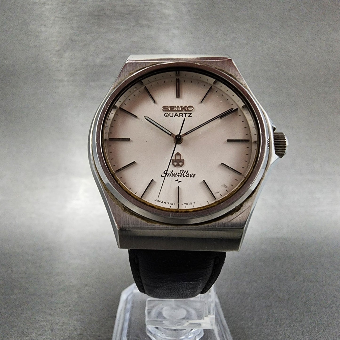 Seiko Silverwave Watch Men 35mm White Dial Steel Round 7121-7010 New Battery