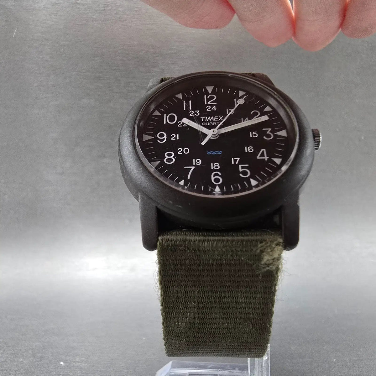 Timex Camper Watch Men 36mm Black Dial Green Vintage Round New Battery T417115