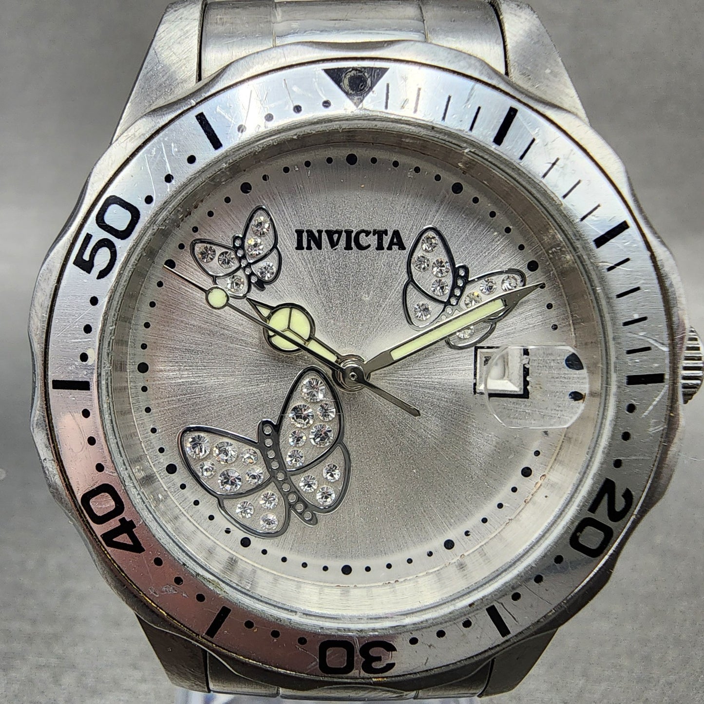 Invicta Angle Watch Women 37mm Silver Dial Steel Date Round 12503 New Battery1