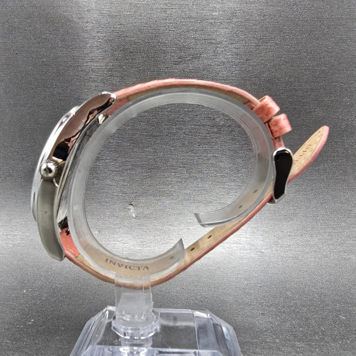 Invicta Watch Women 32mm MOP Pink Dial Silver Oval 2404 New Battery Leather Band6