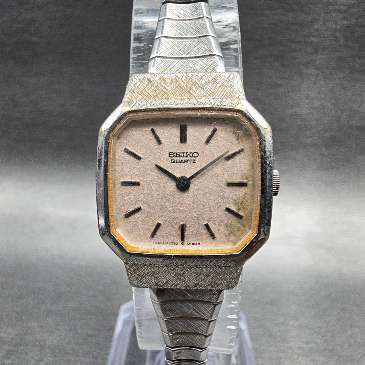 Seiko Watch Women 21mm Silver Dial Silver Tone Rectangle 2320-5119 New Battery0