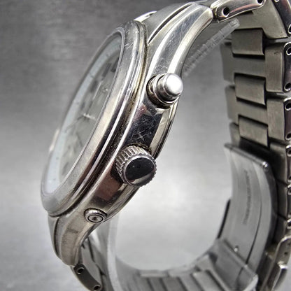 Seiko Solar Atomic Watch Men 38mm Silver Dial Titanium Atomic Date 7B22 PARTS!!3