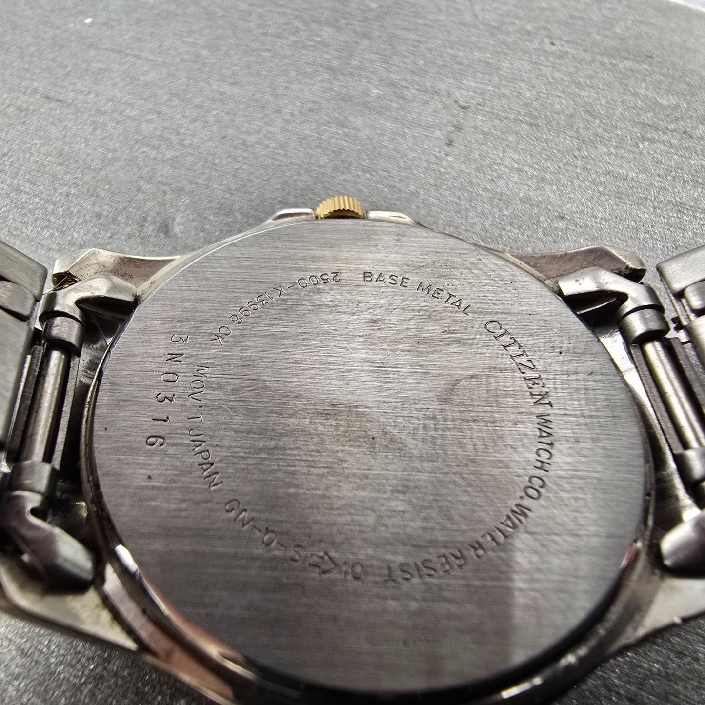 Citizen Watch Men 36mm Gray Dial Two Tone Daydate Round 2500-K13998 PARTS VTG10