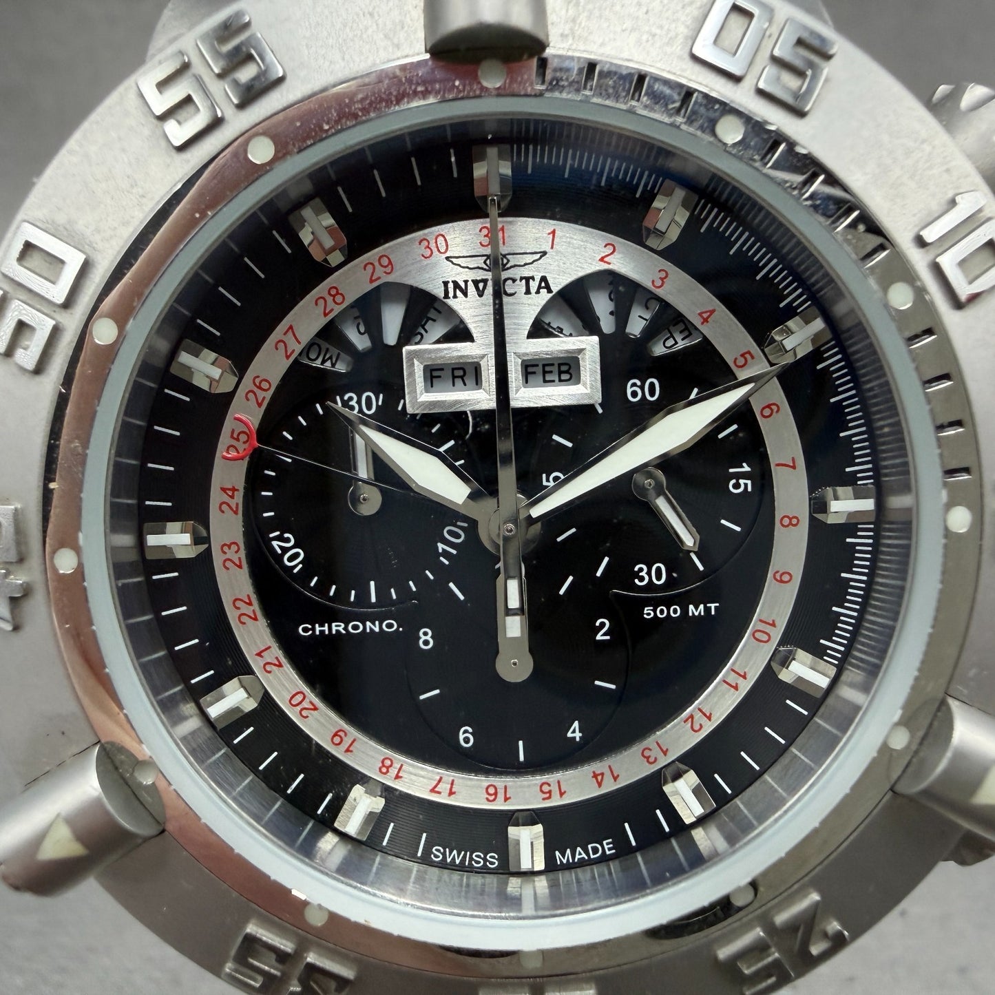 Invicta Subaqua Noma Chrono Watch Men 50mm Black Dial Steel Triple Calendar 53951