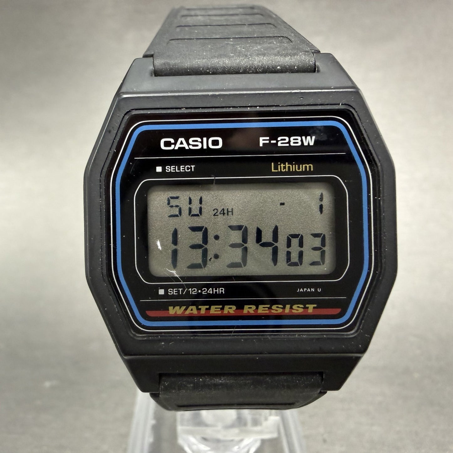 Casio F-28 Watch Men 34mm Digital Black Tone Alarm Chrono Octagon New battery0