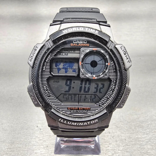 Casio Illuminator AE1000W Watch Men 44mm Black Dial Black Chrono Alarm New Batt0