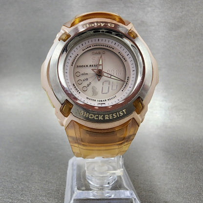 Casio BabyG Watch Women 41mm Analog Digital Clear Pink Tone Round New Battery5