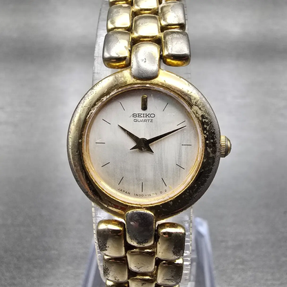 Seiko Watch Women 21mm MOP Dial Gold Tone Round 1N00-0D79 New Battery Vintage0