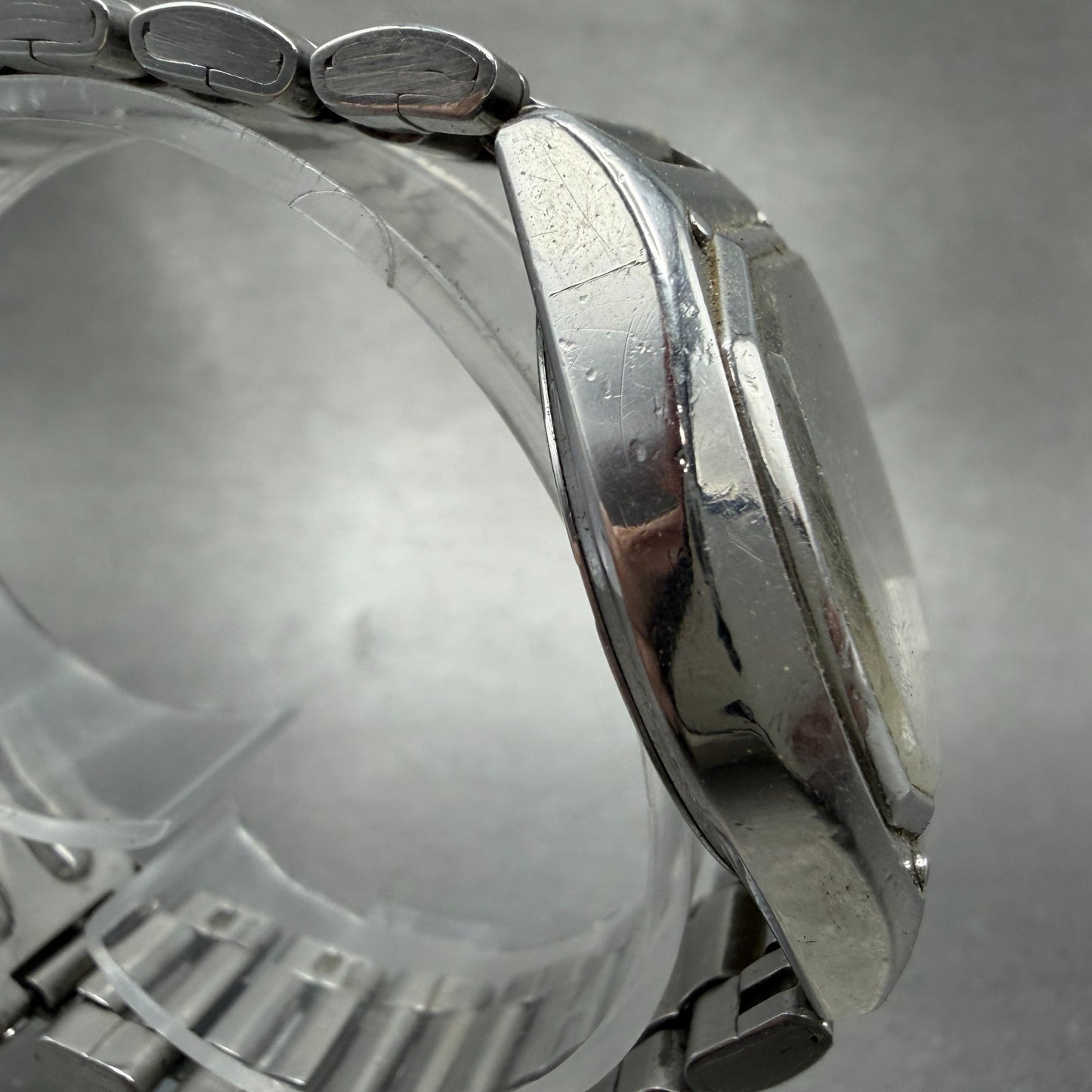 Orient Swimmer Watch Men 35mm Black Dial Silver Tone Daydate 569114-40 PARTS VTG4