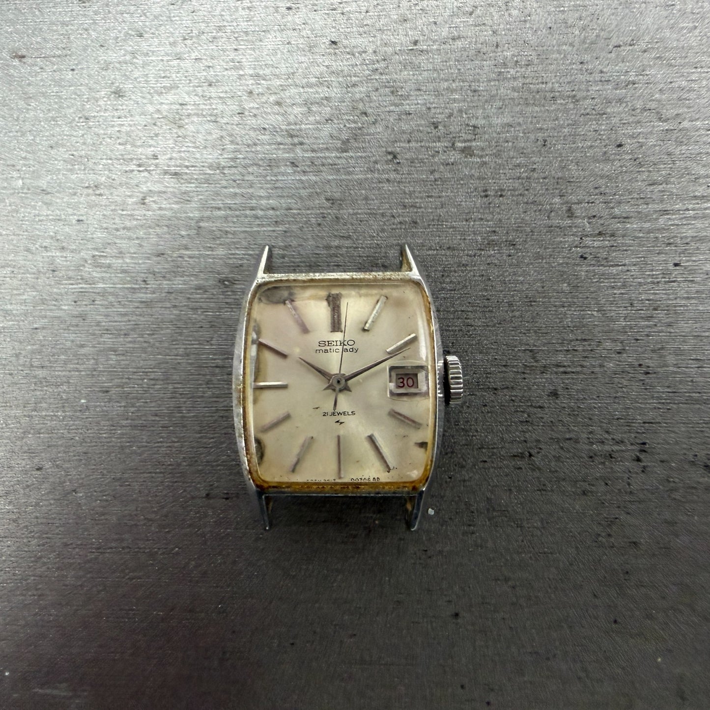Seiko Matic Lady Watch Women 20mm Silver Dial Silver Tone Date 2517-3211 Runs0