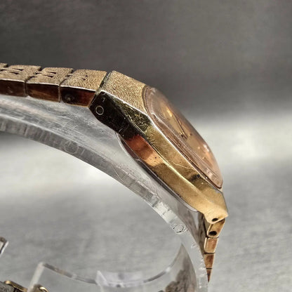 Seiko Watch Women 17mm Gold Dial Gold Tone Rectangle 1400-7399 New Battery VTG3