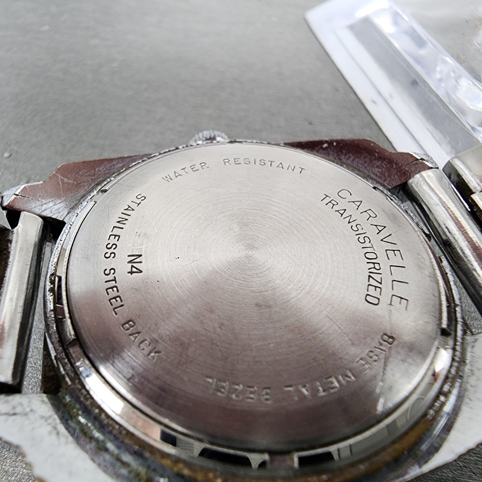 Bulova Caravelle Transistorized Watch Men 34mm Gray Dial Silver Tone Date Runs9