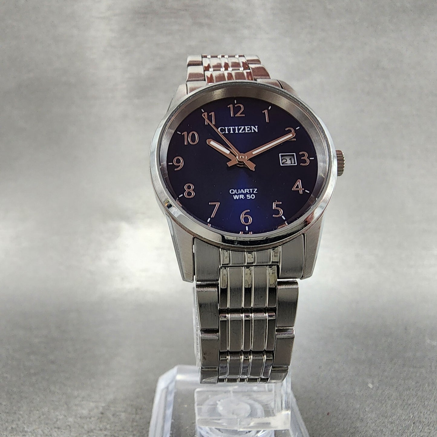 Citizen Watch Women 27mm Blue Dial Stainless Steel Date Round New Battery5