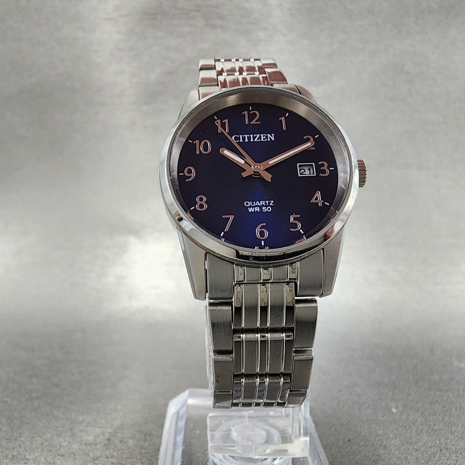 Citizen Watch Women 27mm Blue Dial Stainless Steel Date Round New Battery5