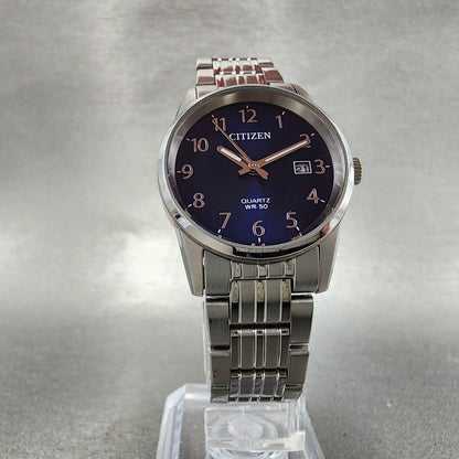 Citizen Watch Women 27mm Blue Dial Stainless Steel Date Round New Battery5