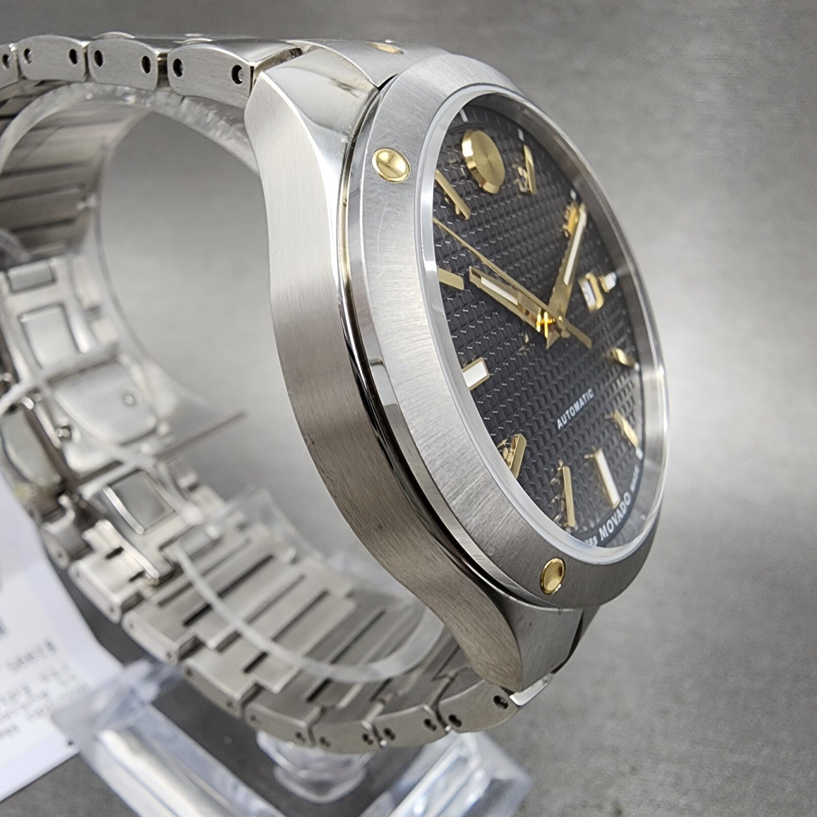 Movado SE Automatic Watch Men 41mm Gray Dial Two Tone Date Round 06075523