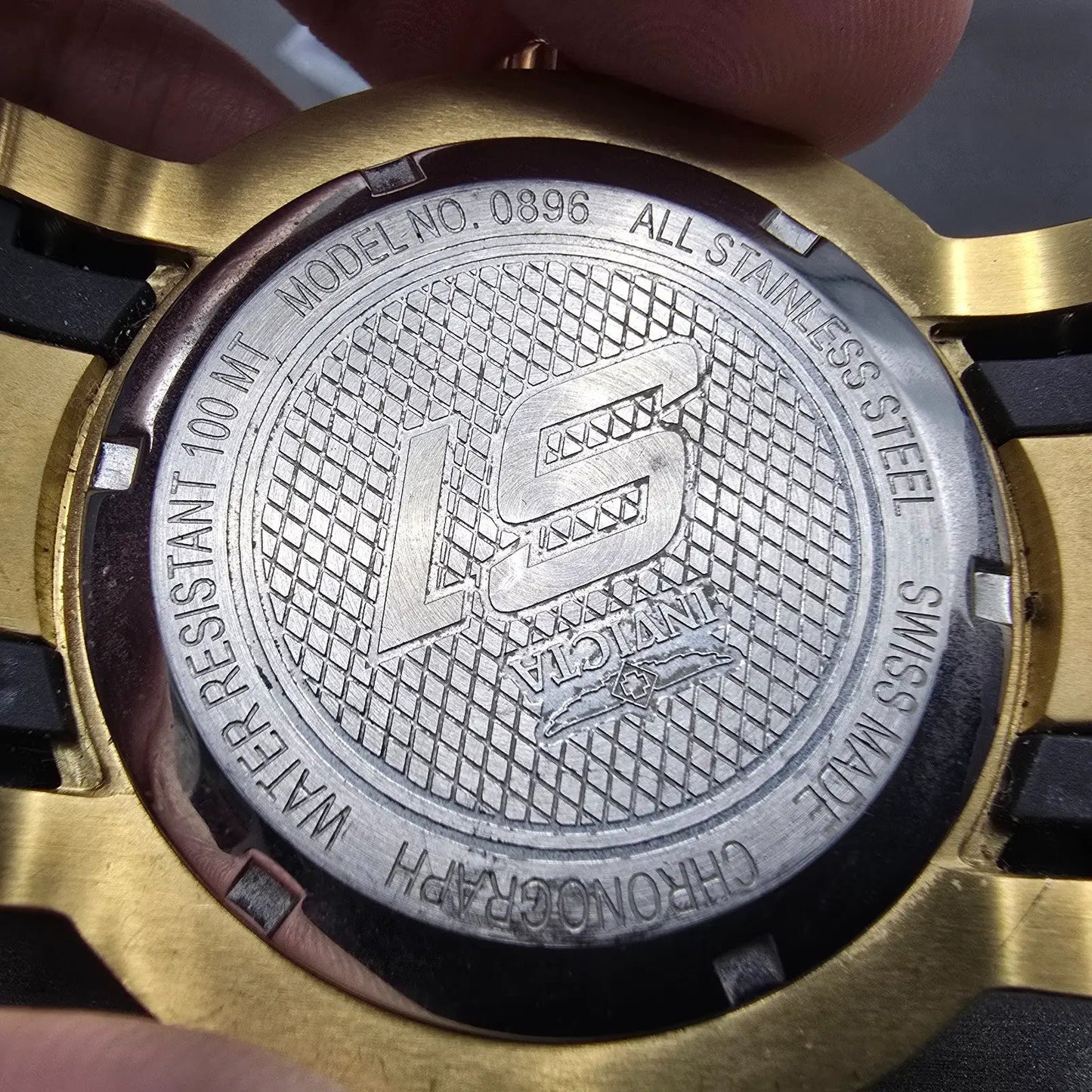 Invicta S1 Chronograph Watch Men 51mm Black Dial Gold Tone Date 0896 New Battery11