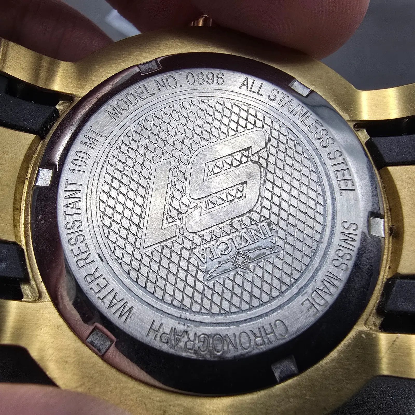 Invicta S1 Chronograph Watch Men 51mm Black Dial Gold Tone Date 0896 New Battery11