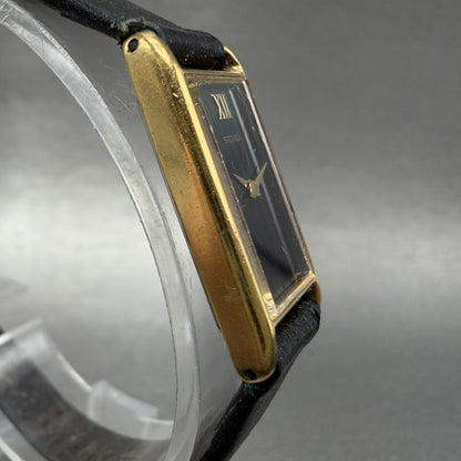 Seiko Tank Watch Women 13mm Black Dial Gold Tone Rectangle 2e206129 New Battery3