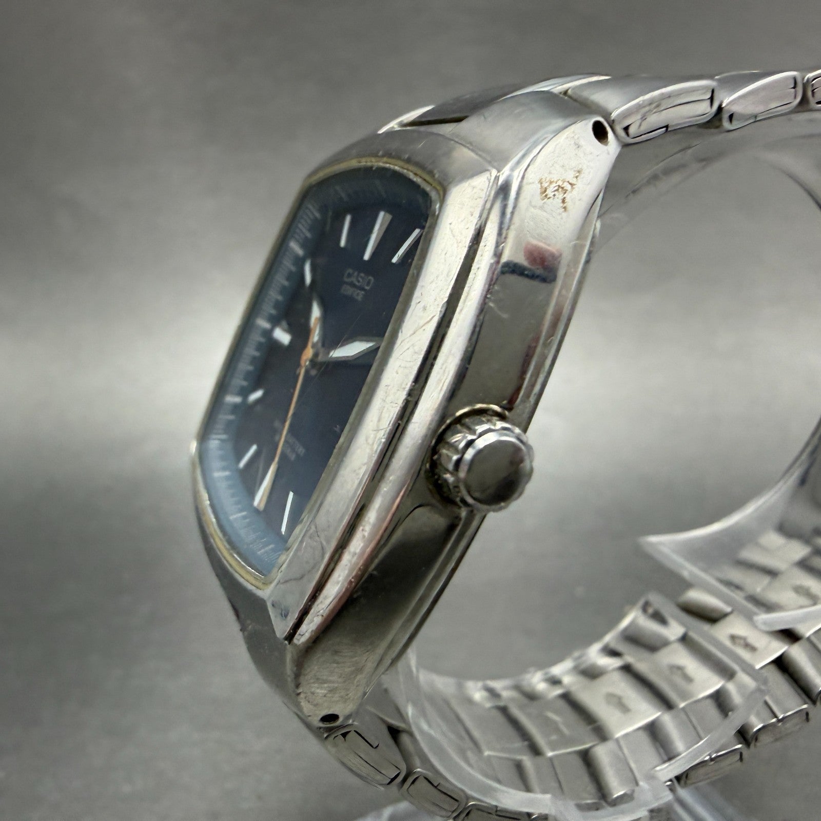 Casio Edifice Watch Men 36mm Blue Dial Silver Tone Date EF-119 New Battery2