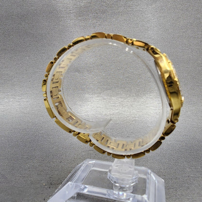 Bulova Watch Women 25mm White Dial Gold Tone Date Diamond Bezel 98R73 New Batt8