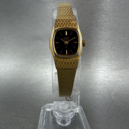 Citizen CQ Watch Women 16mm Black Dial Gold Tone 3220899849 New Battery5