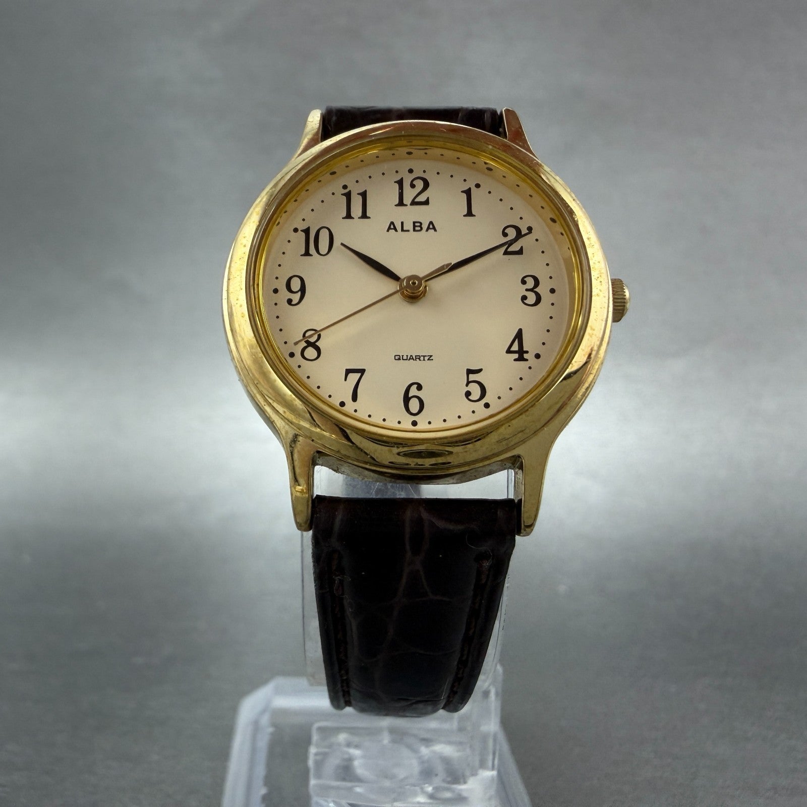 Seiko Alba Watch Women 27mm Cream Dial Gold Tone Round Y121-K990 New Battery VTG5