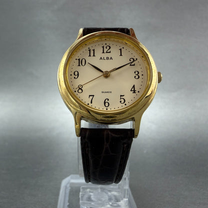 Seiko Alba Watch Women 27mm Cream Dial Gold Tone Round Y121-K990 New Battery VTG5