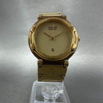 Citizen CQ Watch Men 31mm Gold Dial Gold Tone Round 6030S04646 New Battery5