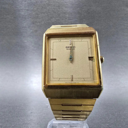 Seiko Tank Watch Men 27mm Gold Dial Gold Date 6439 Movement 5089 VTG PARTS6
