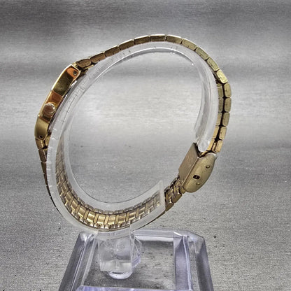 Seiko Tank Watch Women 17mm White Dial Gold Tone Oval 2Y00-5509 New Battery VTG6