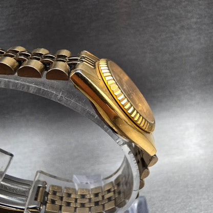 Seiko Watch Women 23mm Gold Dial Gold Daydate Round 7N83-0041 New Battery JP3