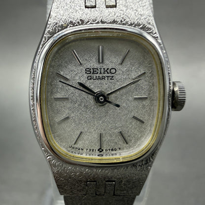 Seiko Watch Women 17mm Silver Dial Silver Tone Oval 7321-5399 New Battery1