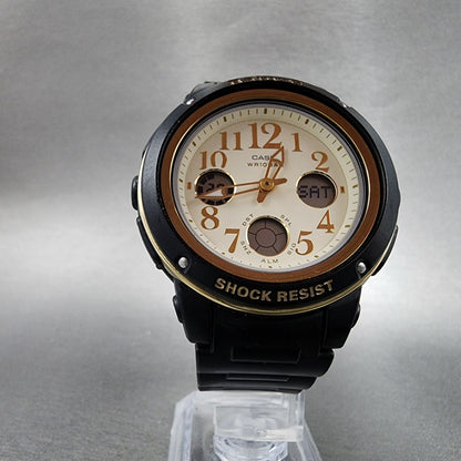 Casio BabyG Watch Women 42mm Cream Dial Black Tone Analog Digital New Battery5
