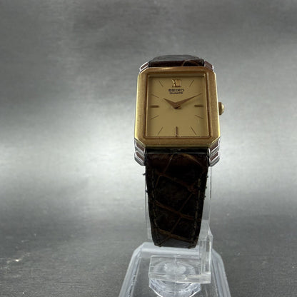 Seiko Tank Watch Women 19mm Champagne Dial Two Tone VTG 2P20-5B90 New Battery5