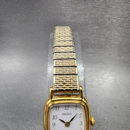 Seiko Watch Women 18mm White Dial Gold Tone Rectangle 1N005K29 New Battery4