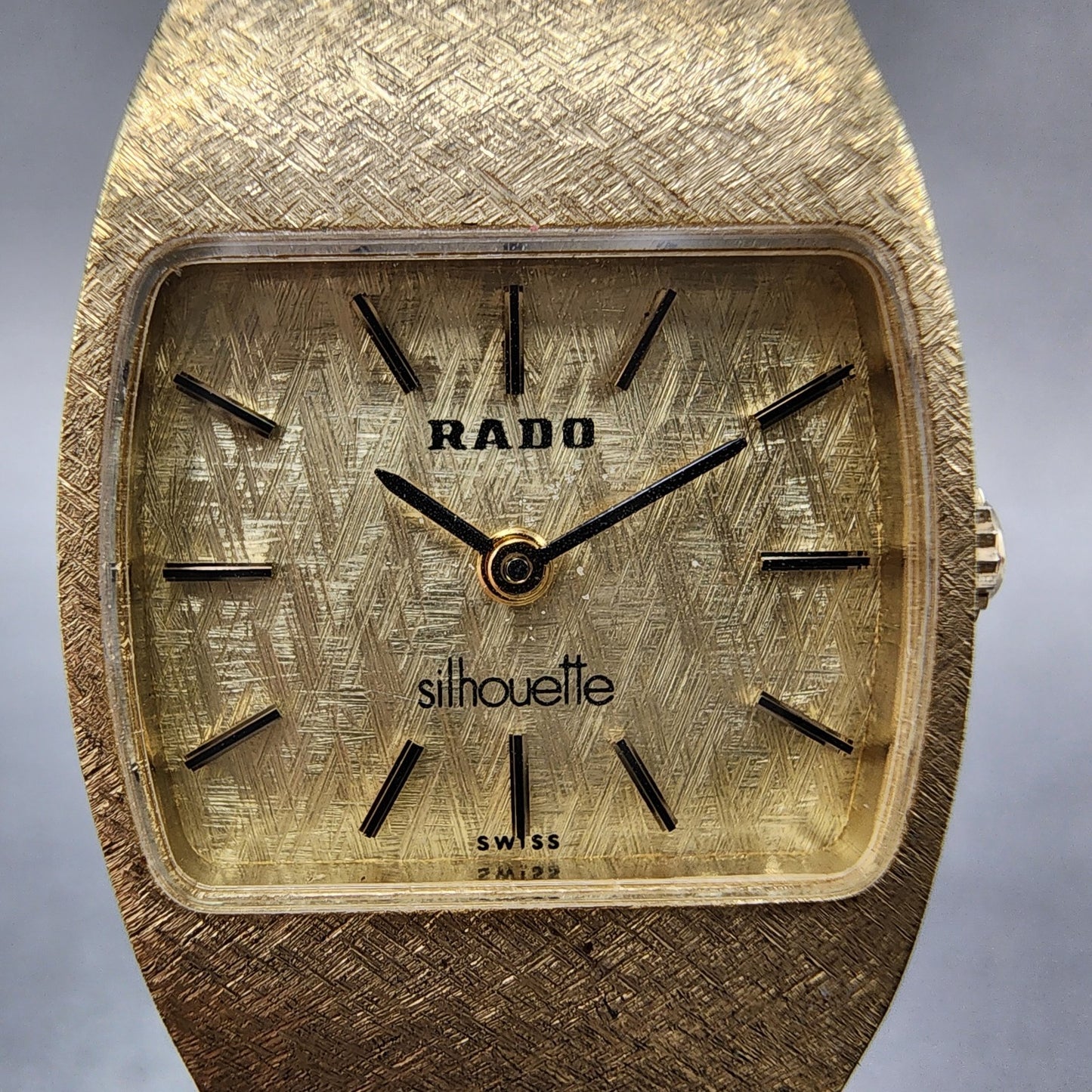 Rado Silhouette Watch Women 21mm Gold Dial Gold Tone Rectangle Manual Wind Runs1