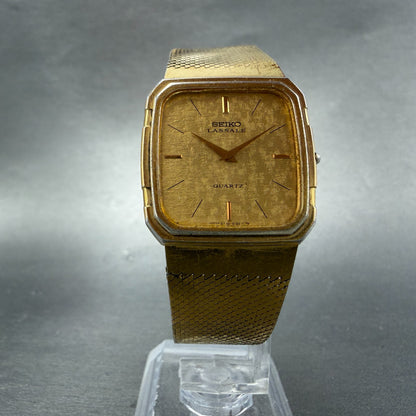 Seiko Tank Lassale Watch Men 27mm Champagne Dial Gold Tone 6730-5059 PARTS VTG6